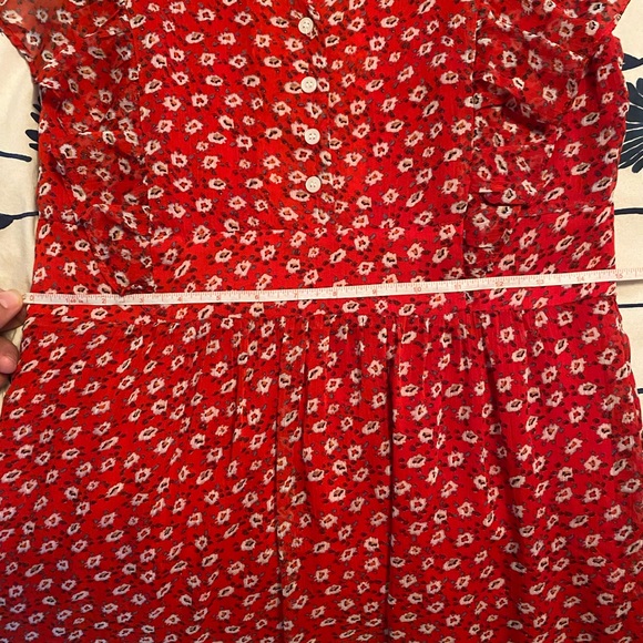 NWT THEKORNER PARIS Red Ditsy Print Long Dress - Picture 12 of 12